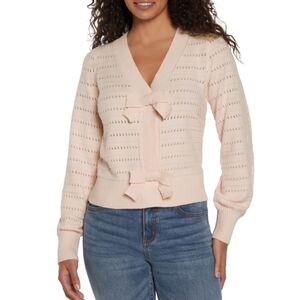 Express Pink Cardigan Sweater with Cropped Design
